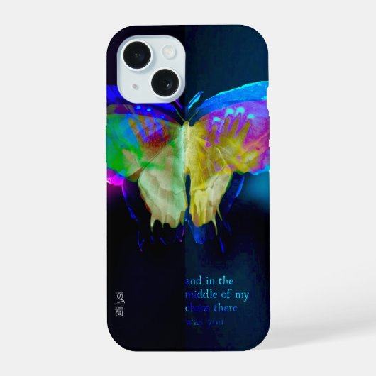 Neon Vlinder Case iPhone 15 Case (Achterkant)