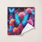 Neon Vlinder & Rozen Bad Handdoek (Wasdoekje)