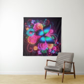 Neon Vlinder & Rozen Wandkleed (In Situ (horizontaal))