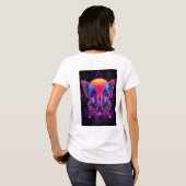Neon Vlinder Synthwave Zonsondergang Kunst T-shirt (Achterkant volledig)