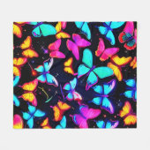 Neon Vlinderpatroon Fleece Deken (Voorkant (Horizontaal))