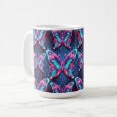 Neon vlinderpatroon koffiemok (Voorkant links)
