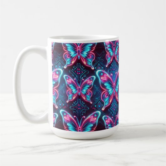 Neon vlinderpatroon koffiemok (Links)
