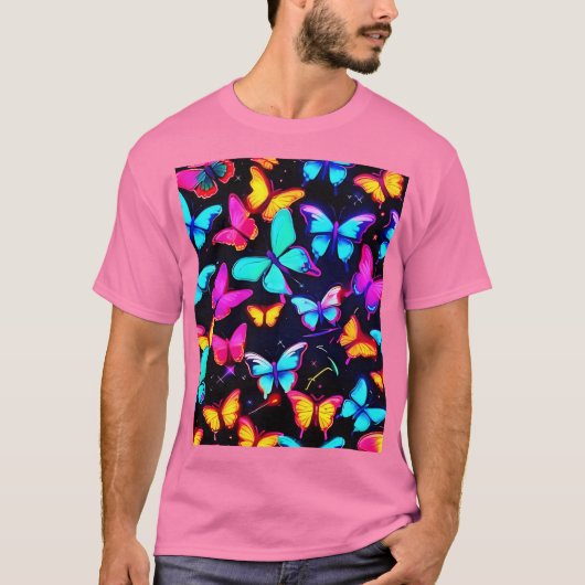 Neon Vlinderpatroon T-shirt (Voorkant)