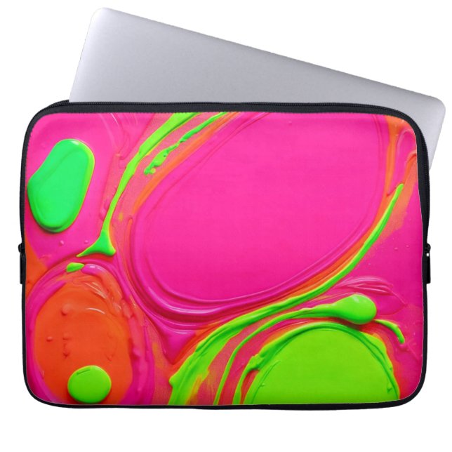 Neon Vloeibare Verf Dans Laptop Sleeve (Voorkant)