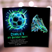 Neon Voetbal Verjaardag Uitnodiging Jongens Neon V