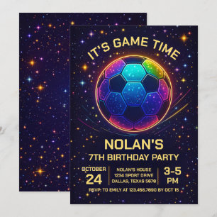 Neon Voetbal Verjaardagsuitnodiging Kaart