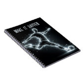 Neon Voetballer Met Quote Notitieboek (Rechterzijde)
