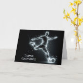 Neon voetbalspeler voor coach dank u kaart (Gele Bloem)