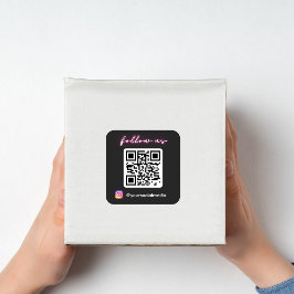 Neon Volg Ons op Instagram QR Code Social Media Vierkante Sticker