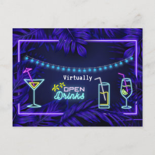 Neon Volwassen Virtuele Drinken Verjaardagsfeestje Briefkaart