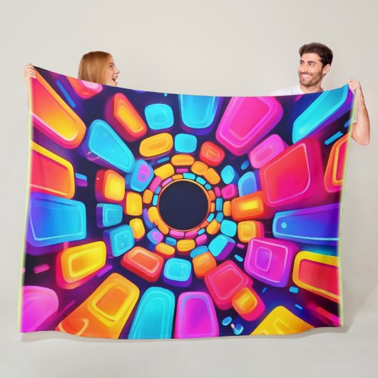 Neon Vormt Abstracte tunnelkunst Fleece Deken (In situ)