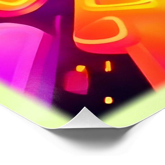 Neon Vormt Abstracte tunnelkunst Perfect Poster (Hoek)