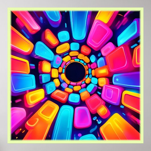Neon Vormt Abstracte tunnelkunst Poster (Voorkant)