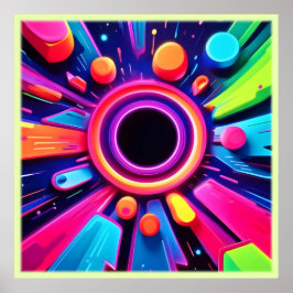 Neon Vortex Abstracte Ruimte Kunst Poster