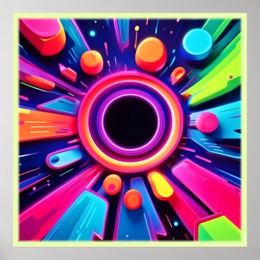 Neon Vortex Abstracte Ruimte Kunst Poster (Voorkant)