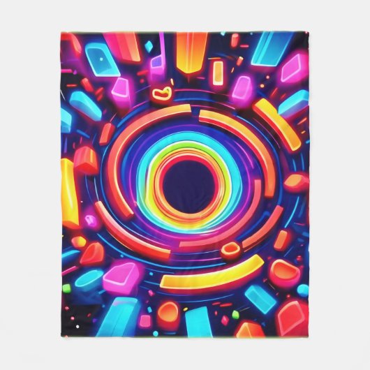 Neon Vortex Odyssey Fleece Deken (Voorkant)