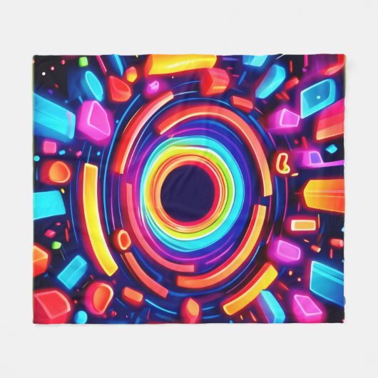 Neon Vortex Odyssey Fleece Deken (Voorkant (Horizontaal))