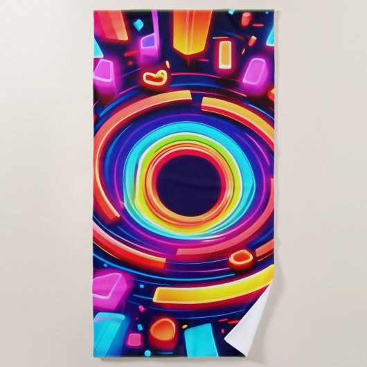 Neon Vortex Odyssey Strandlaken (Voorkant)