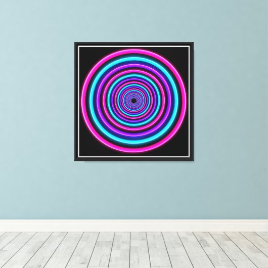 Neon Vortex Ringen Canvas Afdruk (Insitu (Houten vloer))