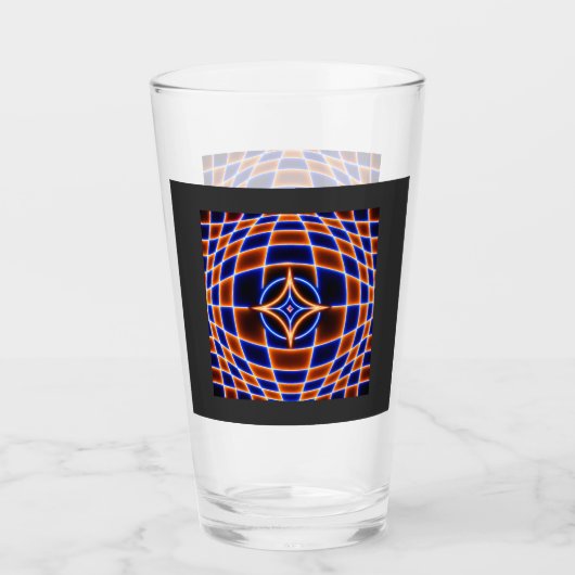Neon Vortex Star Optical Illusion – Blue Orange Gl Glas (Voorkant)