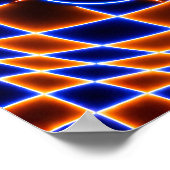 Neon Vortex Ster Optische Illusie – Blauw Oranje G Poster (Hoek)