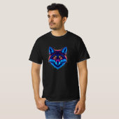 Neon Vos Gezicht – Levendig Gloeiend Design T-shirt (Voorkant volledig)