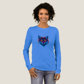 Neon Vos Gezicht – Levendig Gloeiend Design Tri-Blend Shirt (Voorkant)
