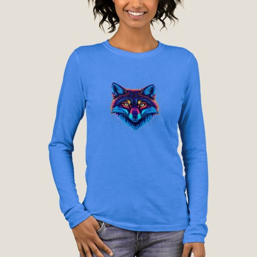 Neon Vos Gezicht – Levendig Gloeiend Design Tri-Blend Shirt (Voorkant)