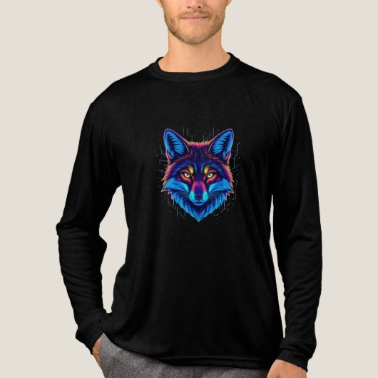 Neon Vos Gezicht – Levendig Gloeiend Ontwerp Tri-Blend Shirt (Voorkant volledig)