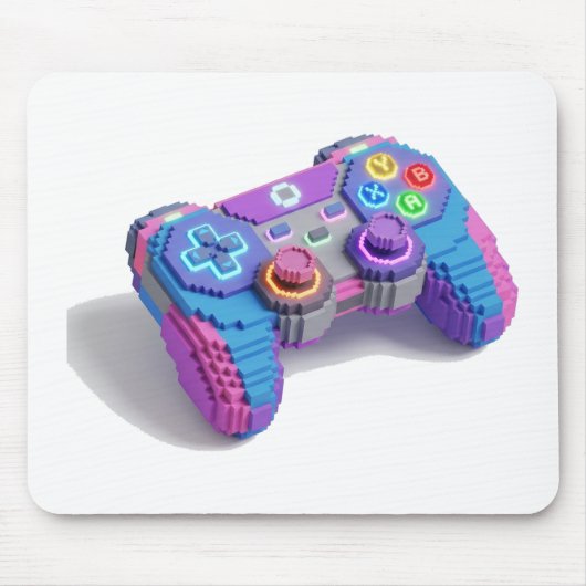 Neon Voxel Gaming Controller Muismat (Voorkant)