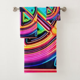 Neon Vredesmandala Bad Handdoek