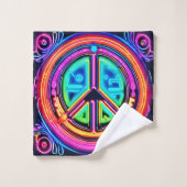 Neon Vredesmandala Bad Handdoek (Wasdoekje)