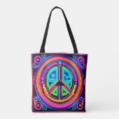 Neon Vredesmandala Tote Bag (Achterkant)