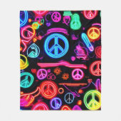 Neon Vredessymbool Patronen Fleece Deken (Voorkant)