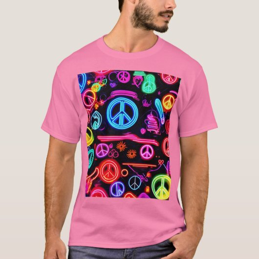 Neon Vredessymbool Patronen T-shirt (Voorkant)