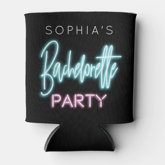 Neon vrijgezellenfeestje blikkoeler blikjeskoeler (Voorkant)