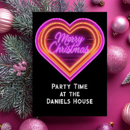 Neon vrolijk kerstfeest kaart