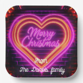 Neon Vrolijk Kerstfeest Papieren Bordje (Voorkant)