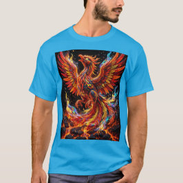 Neon Vuur Phoenix Mozaïek ontwerp T-shirt