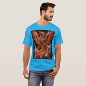 Neon Vuur Phoenix Mozaïek ontwerp T-shirt (Voorkant volledig)