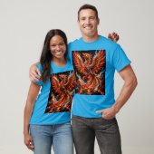 Neon Vuur Phoenix Mozaïek ontwerp T-shirt (Unisex)