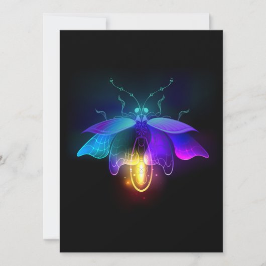 Neon vuurvlieg op zwart aankondiging (Voorkant)