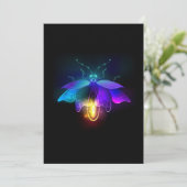 Neon vuurvlieg op zwart bedankkaart (Staand voorkant)