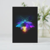 Neon vuurvlieg op zwart bedankkaart (Staand voorkant)