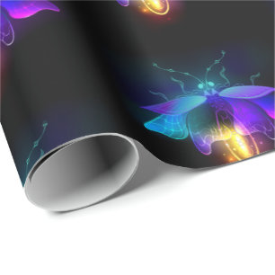Neon vuurvlieg op zwart cadeaupapier