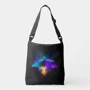 Neon vuurvlieg op zwart crossbody tas