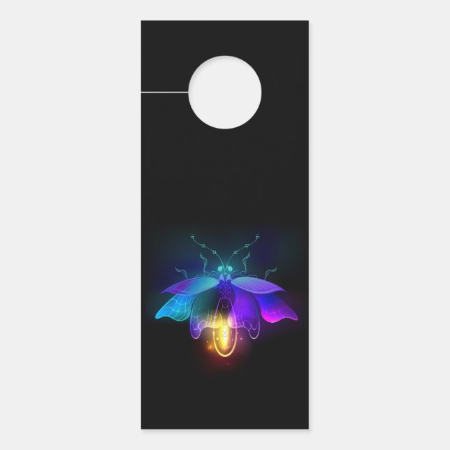 Neon vuurvlieg op zwart deurhanger (Voorkant)