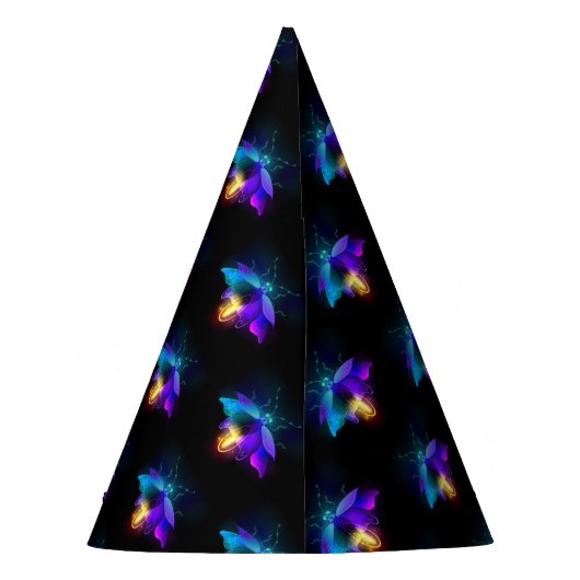 Neon vuurvlieg op zwart feesthoedjes (Achterkant)