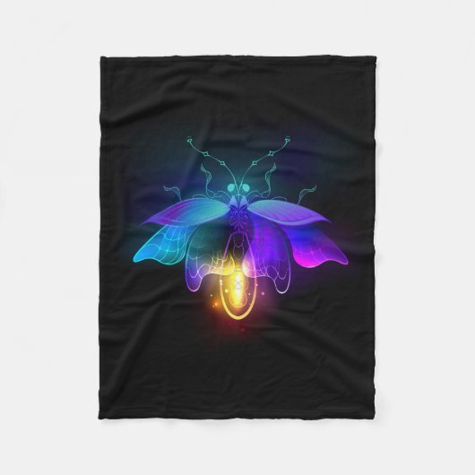 Neon vuurvlieg op zwart fleece deken (Voorkant)